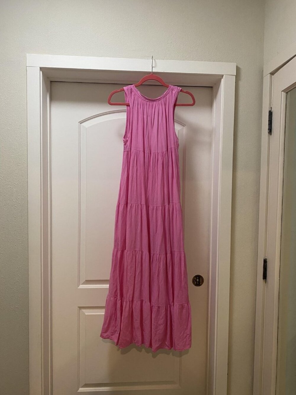 9 Seed Lighthouse Beach Dress Womens Petite Small Pink Tiered Maxi Sleeveless - Picture 5 of 5